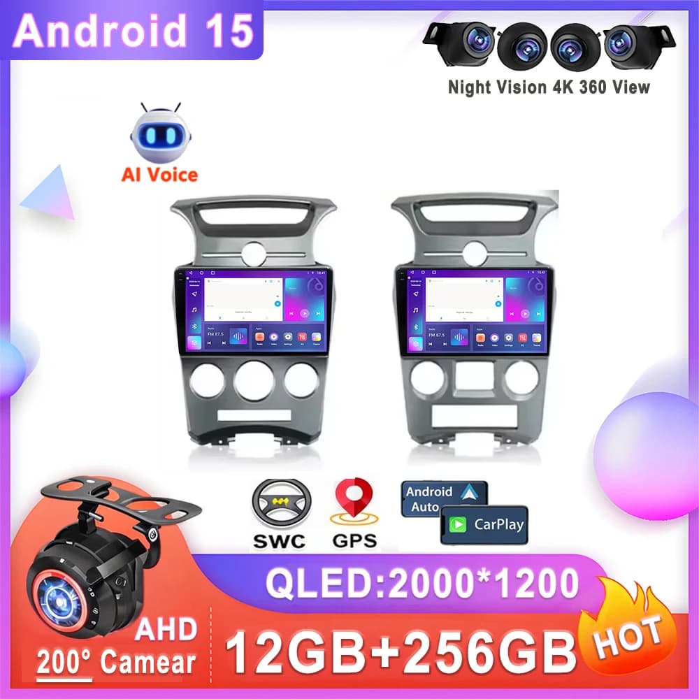 Android 15 Auto Radio For Kia Carens Rondo 2006-2012 Stereo Head Unit Multimedia Reader No 2din DVD QLED Screen Dash Cam 2K 5G