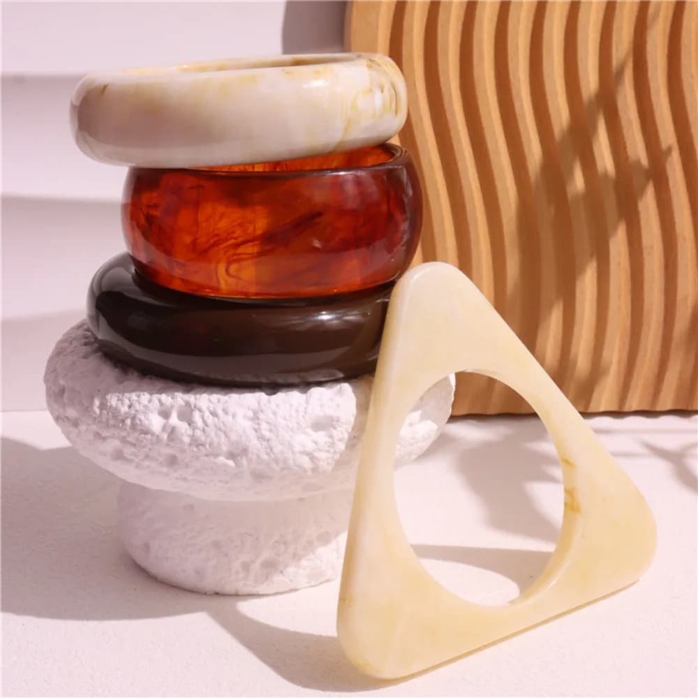 Exaggerated Irregular Chunky Bracelets Square Triangle Bohemian Resin Bangles Charm Jewelry Gift Retro Hand Ring Lady