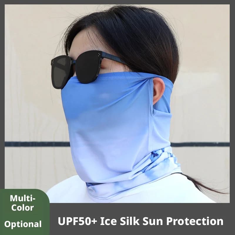 Ice Silk Ear-Hanging Full Face & Neck Coverage, UV Protection, Ultra-Thin for Summer, Ideal for Fishing, Hiking & Daily Outdoor