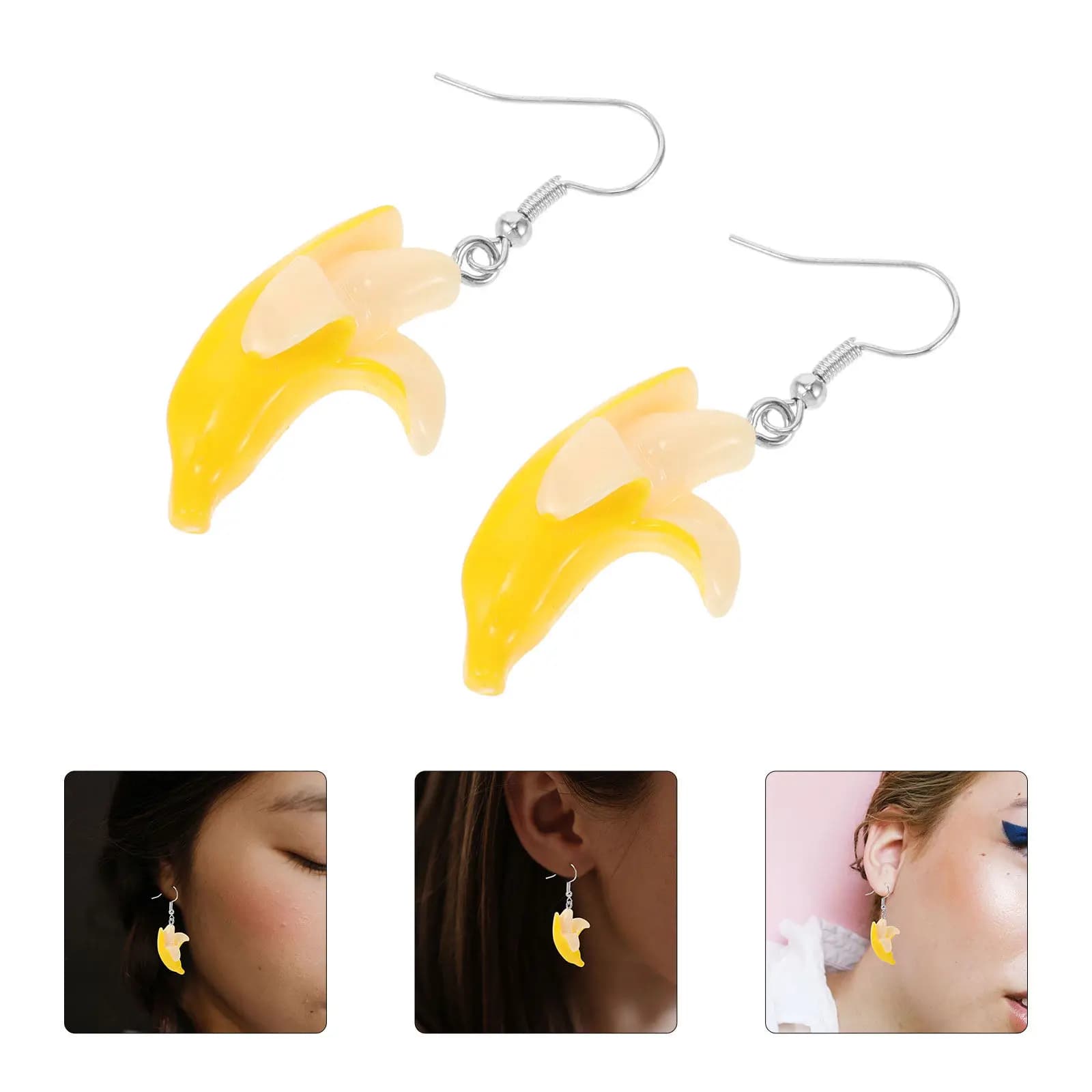 1 paio di orecchini a forma di banana in resina, orecchini pendenti a tema frutta per donna, leggeri ed eleganti, regalo di compleanno, gioielli alla moda