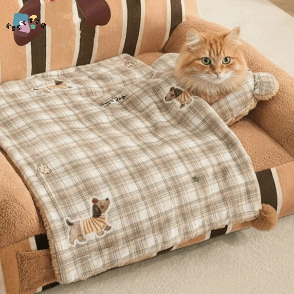 Cuscino per Gatti Imbottito e Confortevole con Cuscino, Coperta in Pile per Animali Domestici, Morbido Tappetino per Gatti e Cani