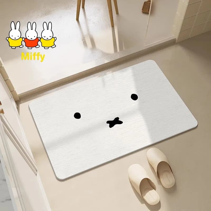 Tappetino da Bagno Kawaii Miffy, Tappetino Semplice per WC, Assorbente, ad Asciugatura Rapida, Antiscivolo, Tappetino per Bagno