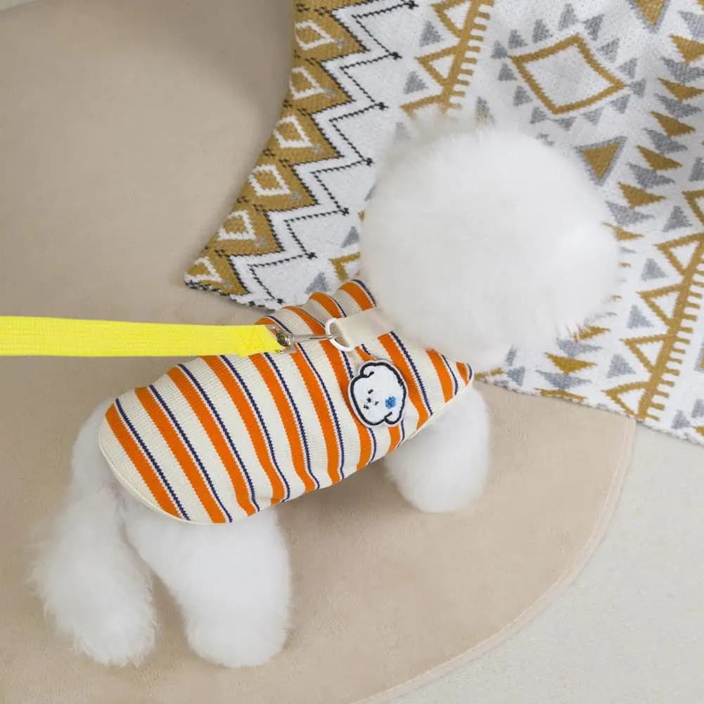Dog Harness Vest Dog Vest with Leash Ring Waffle Stripe Cotton Pet Tank Top Breathable Summer Clothes for Small Dogs Teddy