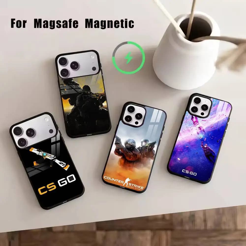 Cover per telefono Game Counter Strike CS GO per iPhone 17, 16, 15, 14, 13, 12, 11 Plus, Pro, magnetica per ricarica wireless MagSafe