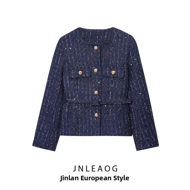 JNLEAOG Nuova Collezione Primavera: Giacca da Donna alla Moda, Manica Lunga, Design Spesso, Taglio Dritto, Tinta Unita in Poliestere