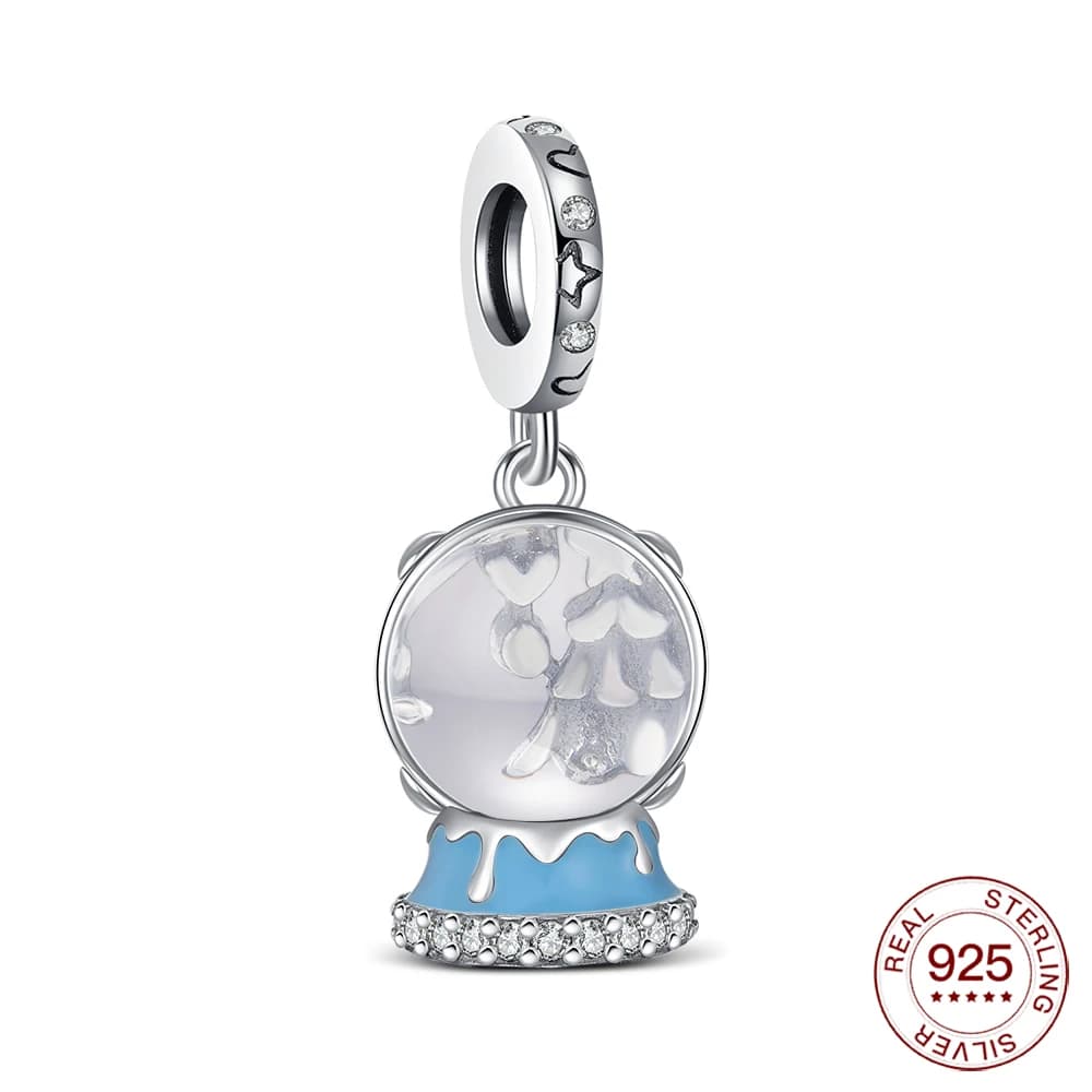 New 925 Sterling Silver Charms Christmas Crystal Ball Pendant Fits Original Bracelet DIY Jewelry Outfit Gift For Women