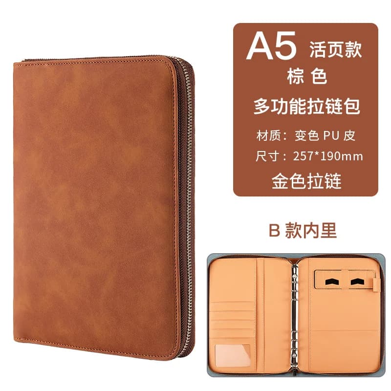 Nuovo raccoglitore A5 con supporto per telefono, copertina raccoglitore economico per portafoglio in pelle PU, copertina per agenda per notebook ricaricabile a 6 anelli con cerniera