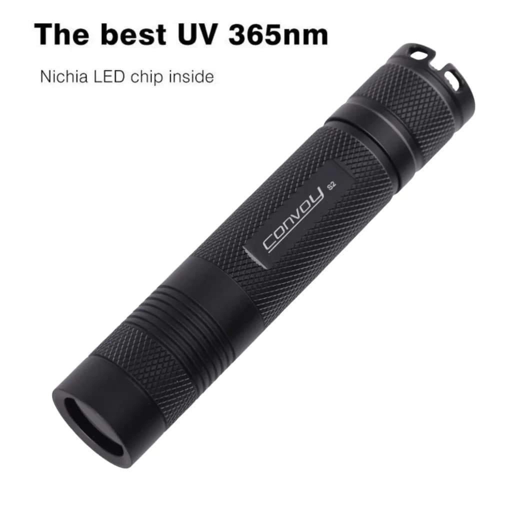Torcia UV Mini Convoy S2+ 365nm 3W con LED UV e Batteria 18650 per Rilevamento Agenti Fluorescenti
