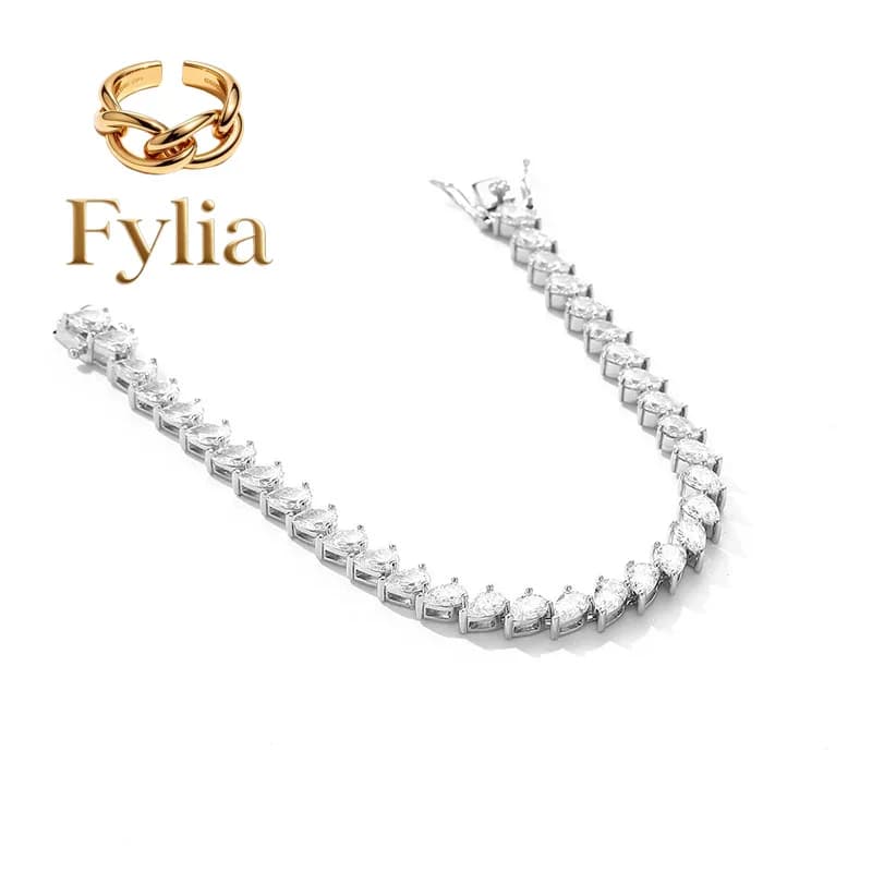 Fylia Jewelry Luxury Solid Platinum PT950 Women's Water 0.5 karat Pear-shaped Moissanite Diamond Bracelet Instagram Popular St