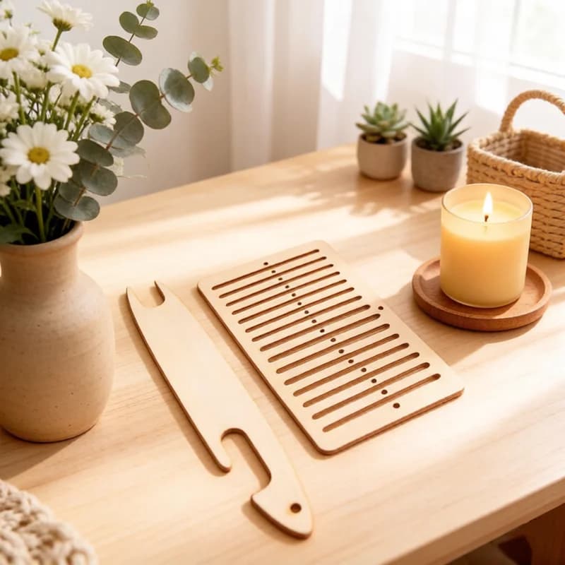 Kit per Tessitura Artigianale Fai da Te, 2 Telai in Legno con Navetta, Strumenti Pratici per la Tessitura di Cinghie e Lavori Artigianali Fai da Te