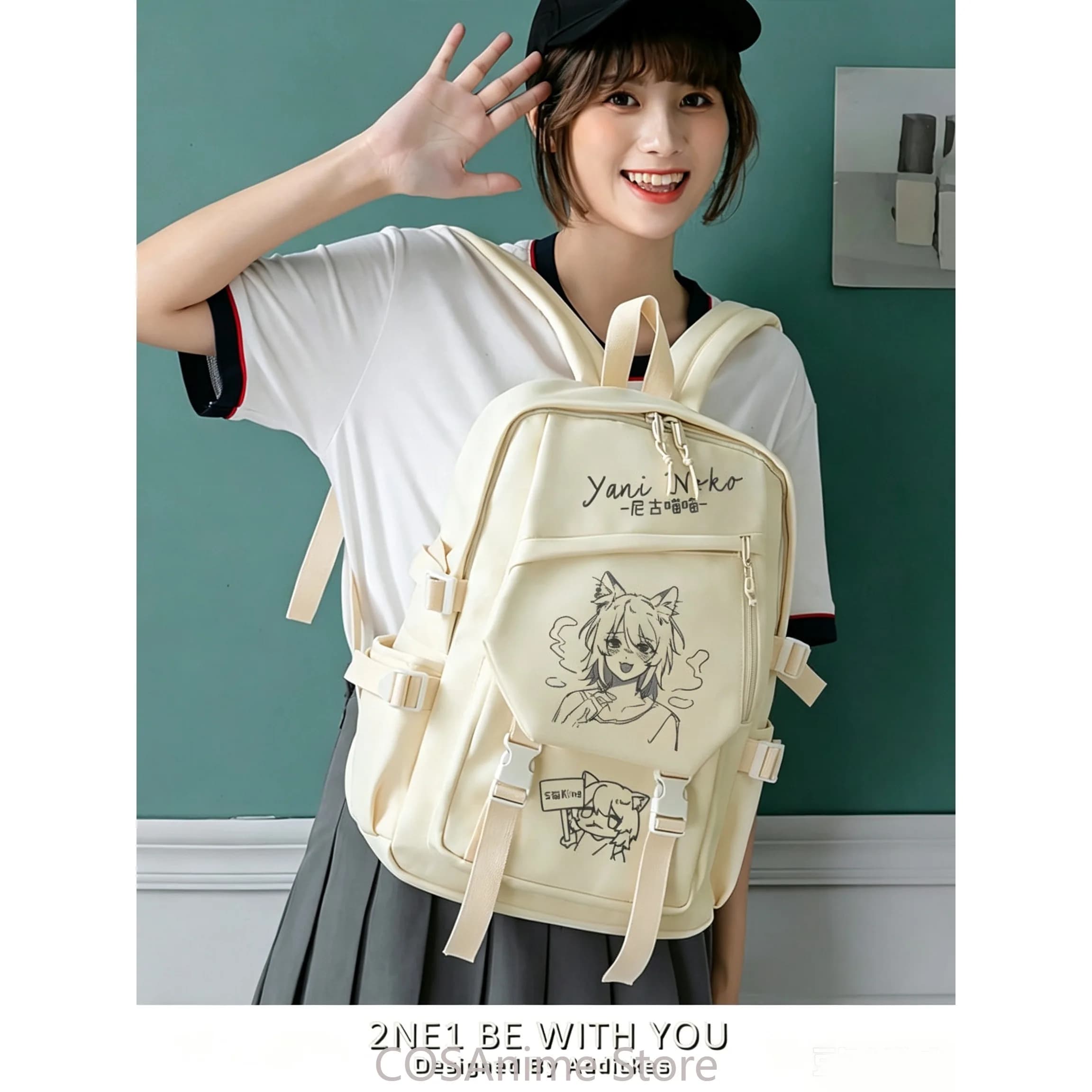Yani Neko Chainsmoker Cat Anime Cartoon Cosplay Schoolbag Backpack High-capacity Casual Shoulders Bag Fans Xmas Gift