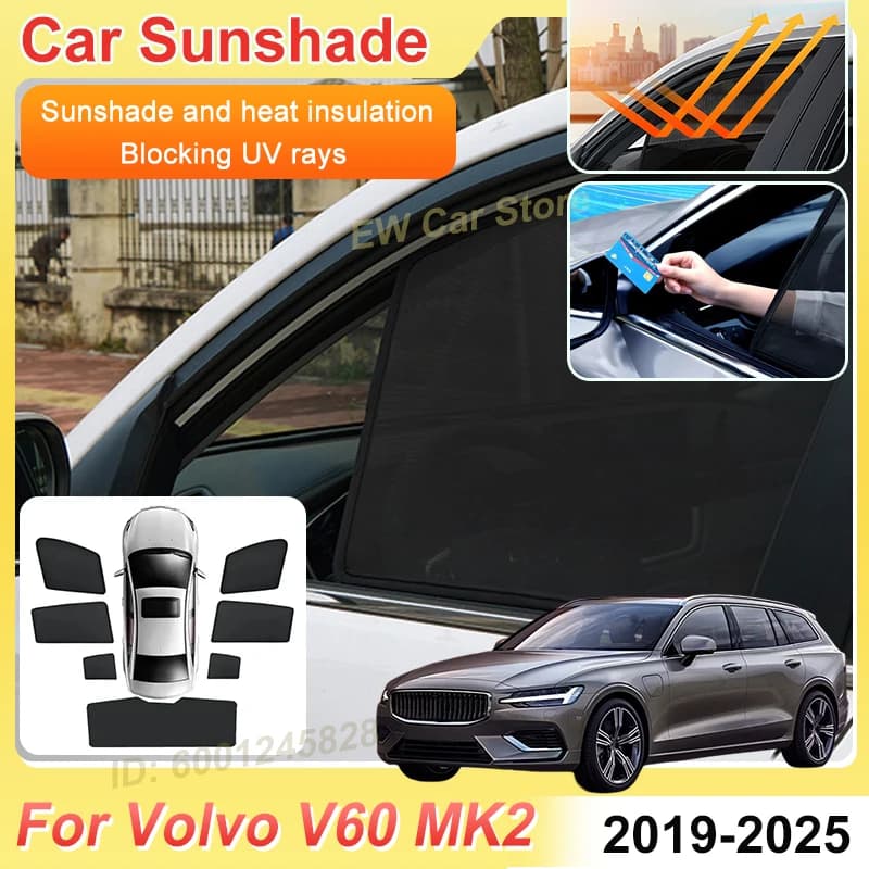 Parasole a Rete per Auto Volvo V60 2020 Accessori MK2 2025 2019~2025 Protezione Solare per Finestrini Parabrezza UV Magnetico Visiera Parasole