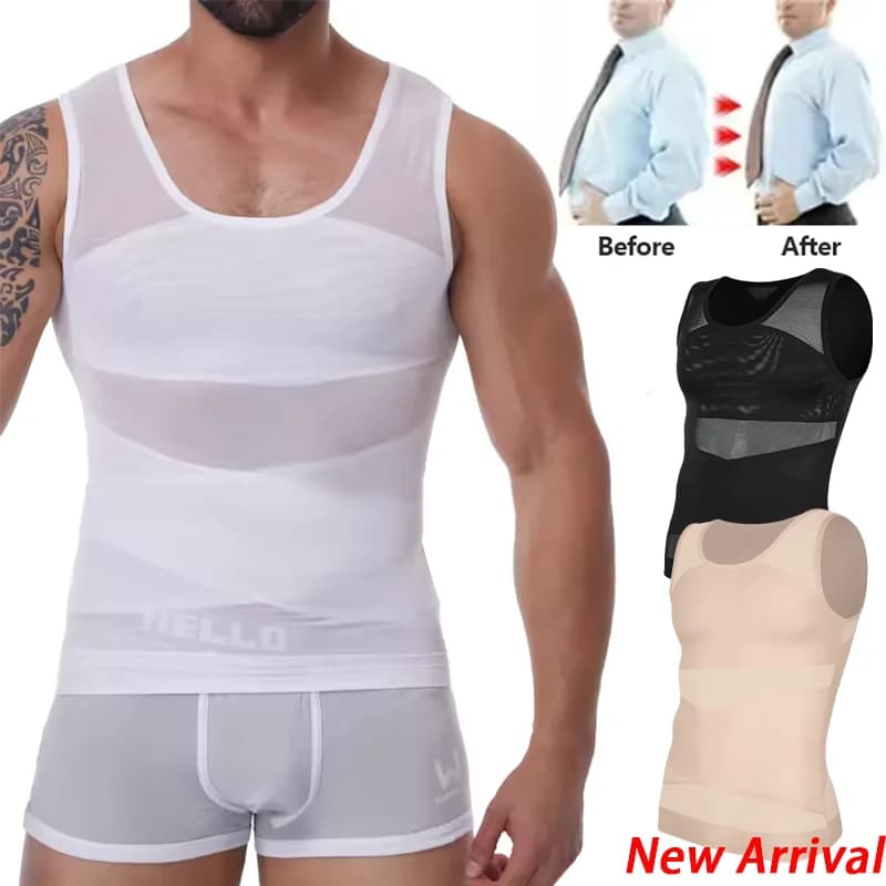 Camicia a compressione per uomo Canottiera dimagrante Canottiera modellante per il corpo Gynomastica Gilet modellante senza maniche Maglia incrociata 3XL