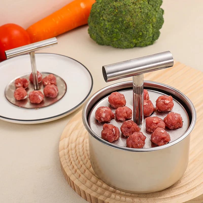 Macchina Manuale per Polpette a 6/12 Fori, Multifunzionale in Acciaio Inox, Stampo per Polpette per Cucina Domestica, Set per Preparazione Polpette