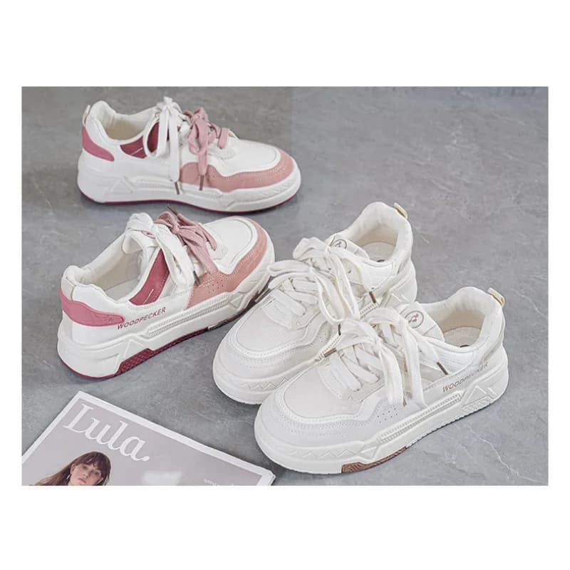 OIQERE Donna 2025 Sneakers Casual Bianche Traspiranti in Mesh con Lacci Versatili per Tutti i Giorni Scarpe Trendy da Studente