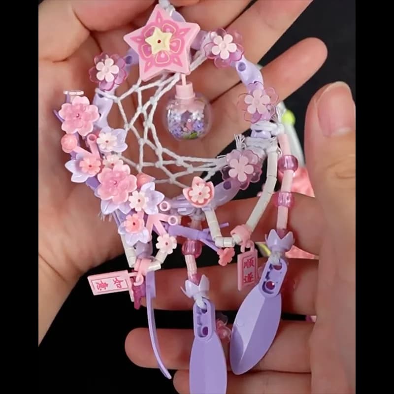 Moonlight Society Sakura Dreamcatcher Building Blocks Wind Chime Pendant Mini Particle Assembled Toy Regalo di compleanno per ragazze