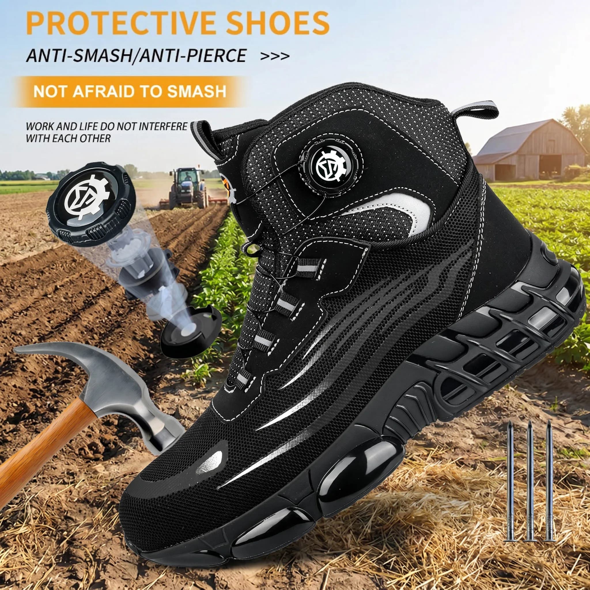 Safety Shoes, Protective Shoes, Mining Boots, Anti Smash and Anti Piercing, Agricultural Wood Processing, Home Furnishings