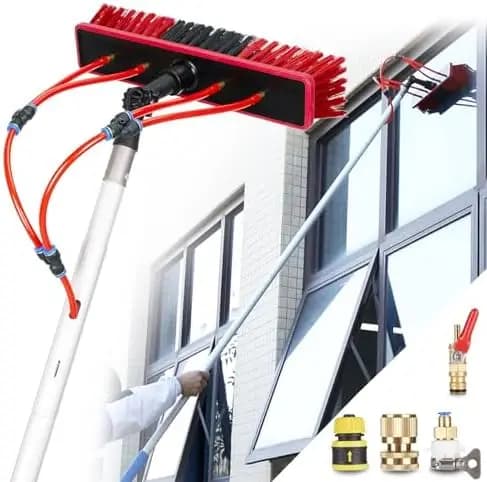 Telescopic Hydrocleaner with 35cm Brush Head 3-12m Extendable Cleaning Tool for Solar Panels Trucks Buses & Cars