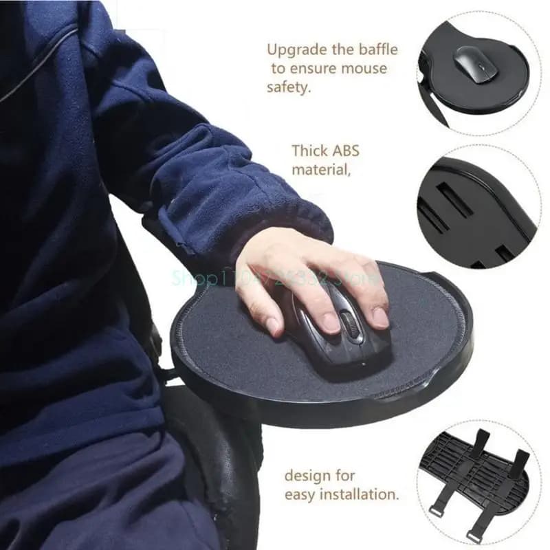 Bracciolo da tavolo ergonomico per mouse per sedia da computer Deflettore per mouse antigoccia Supporto per polso Vassoio Pad Piattaforma da tavolo con attacco barriera