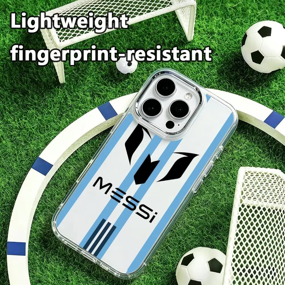 Popular Soccer Star M-mes-sis Phone Case For iPhone17 16 15 14 13 12 11 Pro Max Plus Chrome Button Camera Ring Transparent Case