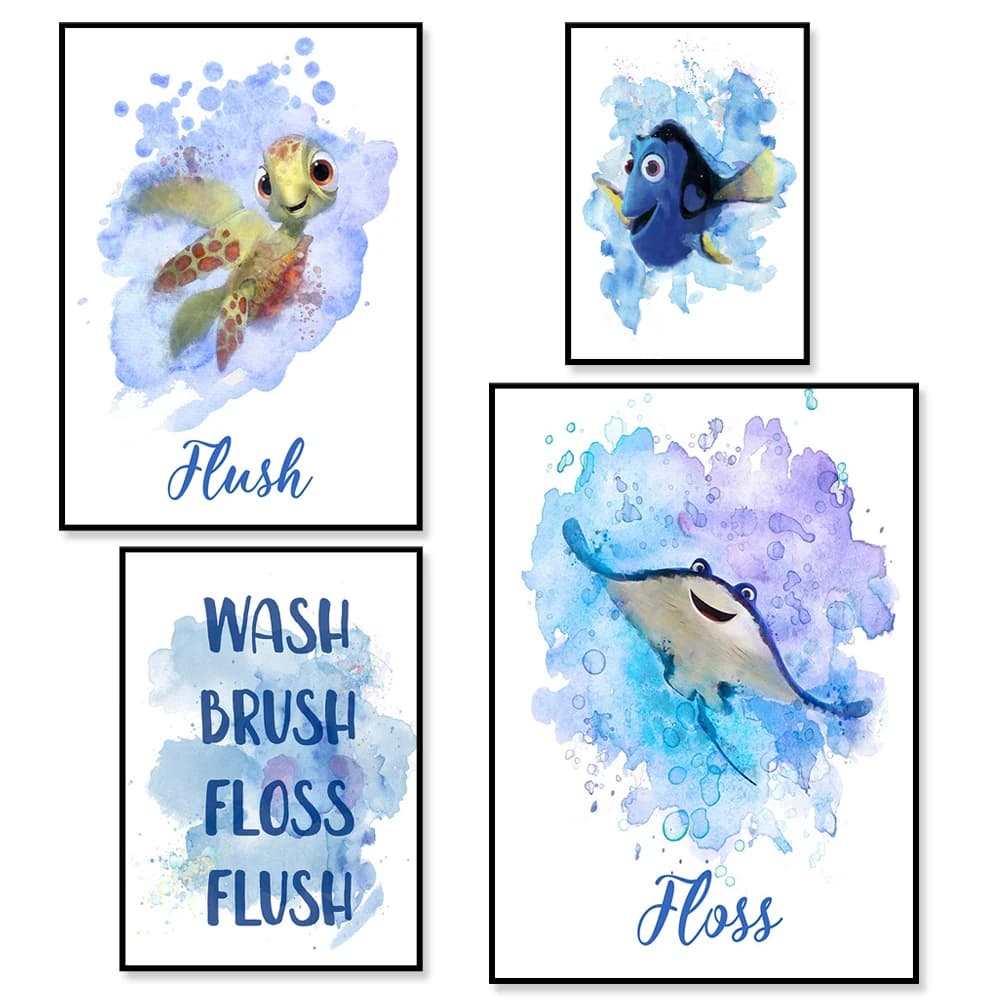 Decorazioni per il Bagno, Arte Nautica, Stampa Artistica con Citazioni su Igiene e Toilette, Regole del Bagno per Bambini, Poster Ispirazionale