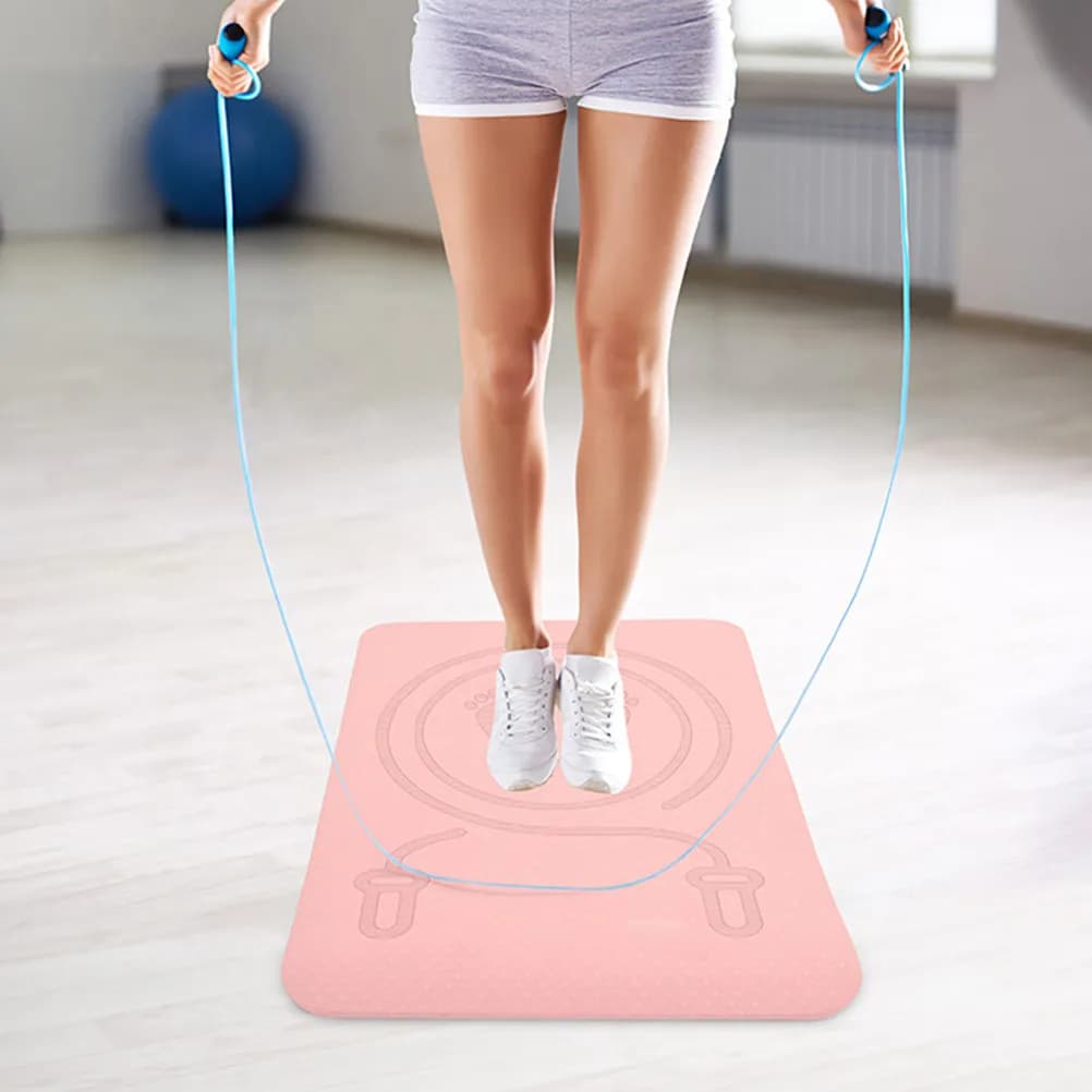 Tappetino per saltare con corda in TPE, portatile, leggero, spessore 6 mm, antiscivolo, per yoga, hot yoga, pilates, aerobica, stretching, allenamento a casa