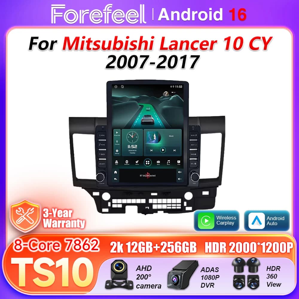 9.7 pollici Android 15 Auto Radio Per Mitsubishi Lancer 10 CY 2007-2017 RHD Stereo Unità di Testa Lettore Multimediale No 2din DVD 5G BT