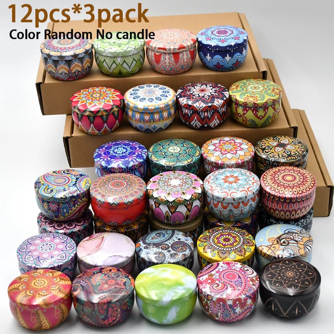 36pcs Metal Candle Jars with Lids - Color Floral Pattern Tin Containers, 2.2oz for DIY Candle Making