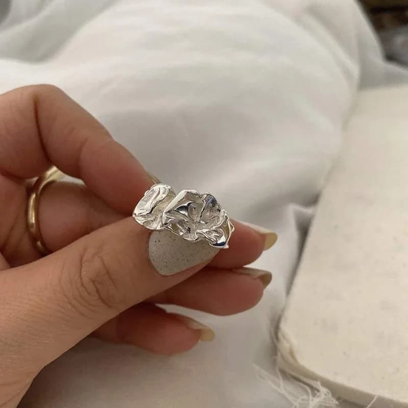 Anello pieghettato irregolare per donna Uomo Anelli aperti regolabili Anelli larghi alla moda Accessori Y2K Gioielli punk di moda