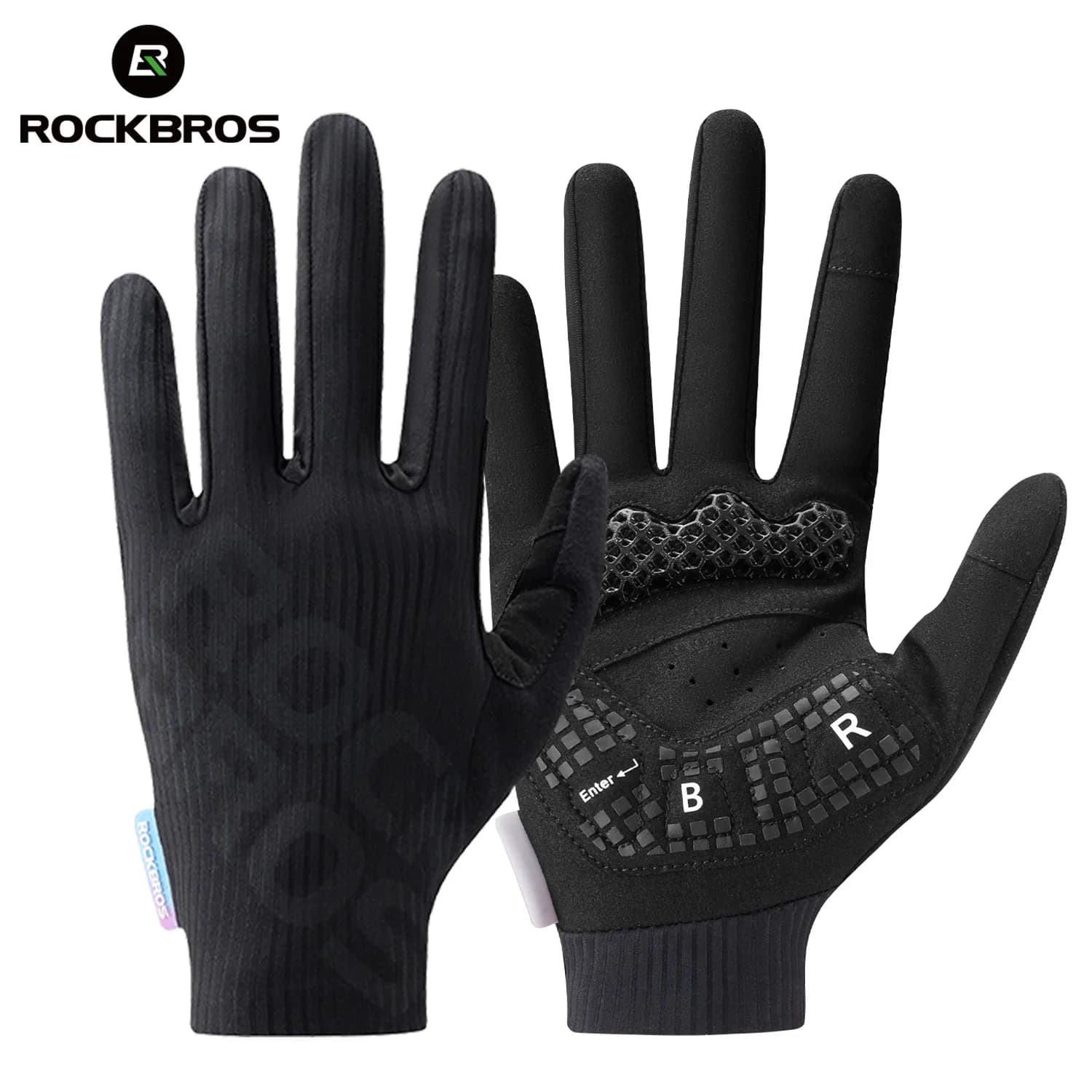 ROCKBROS Guanti da ciclismo stampati in 3D Guanti da bici da strada con touchscreen traspiranti e ammortizzanti con dita lunghe per uomo donna