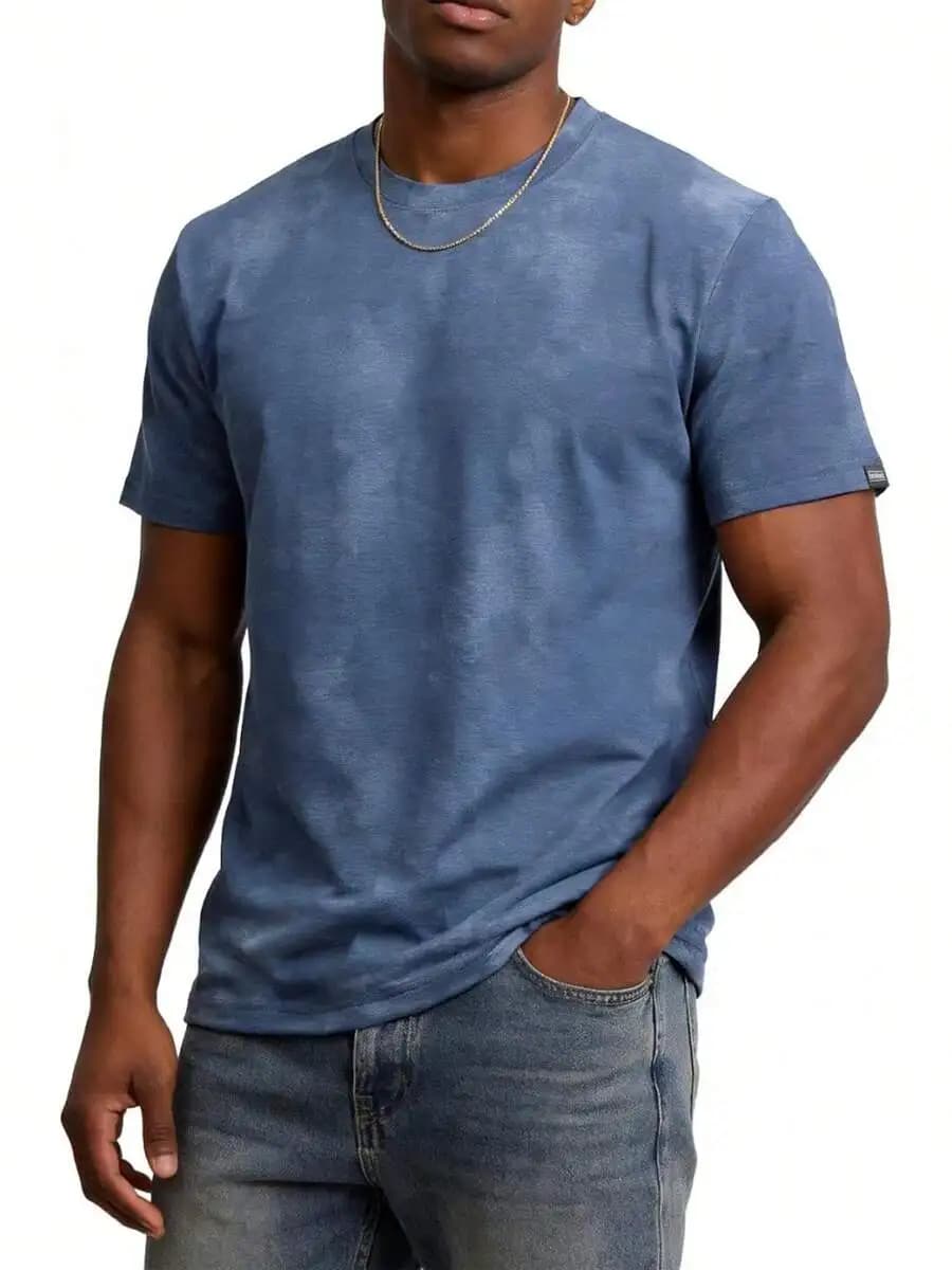 Mens Crew Neck Short Sleeve Lightweight Tie-Dye T-Shirt Casual Fashion Top