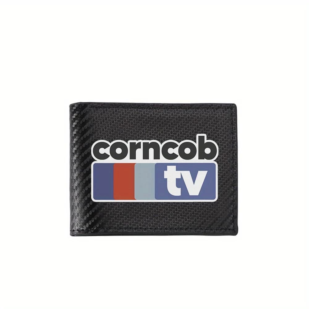 Immagine di design del logo del testo TV di macchia di mais Portafogli da uomo Semplice Business Moderno Design di stampa elegante Regali per padre fidanzato Cristo