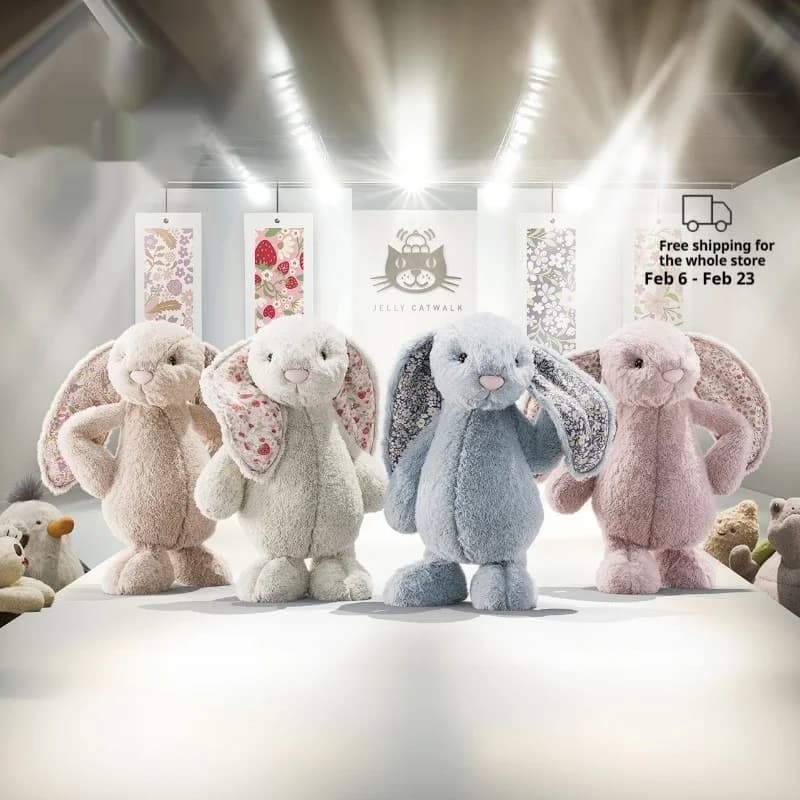 Peluche London Bashful Bunny, Morbido Pupazzo con Orecchie Floreali a Fragola, Carino e Soffice, Regalo di Compleanno