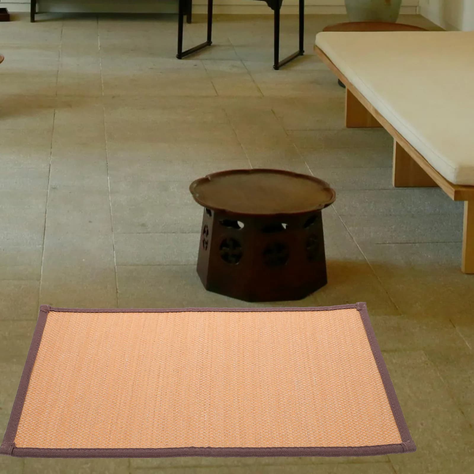 Woven Bamboo Linen Seating Mat Floor Cushion for Meditation Yoga Living Room Bedroom Kids Adults Home Office Decor Cooling