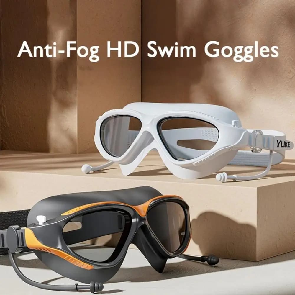 New swim glasses for adults waterproof anti-fog professional swim glasses HD swim accessories with ear plugs silicone glasses