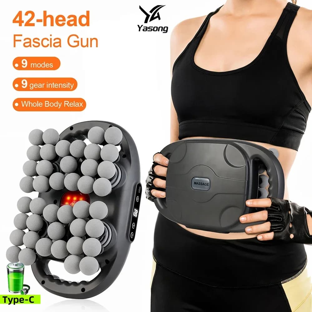 Deep Textile Massage Gun with 42-head high frequency vibration for body muscle relaxation, shoulder, waist, back leg, pain relief