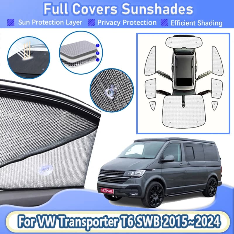 Per Volkswagen VW Transporter T6 SWB 2015 ~ 2024 Auto Parasole Anti-Uv Finestra Completa Visiera Parabrezza Tenda Copertura Accessori