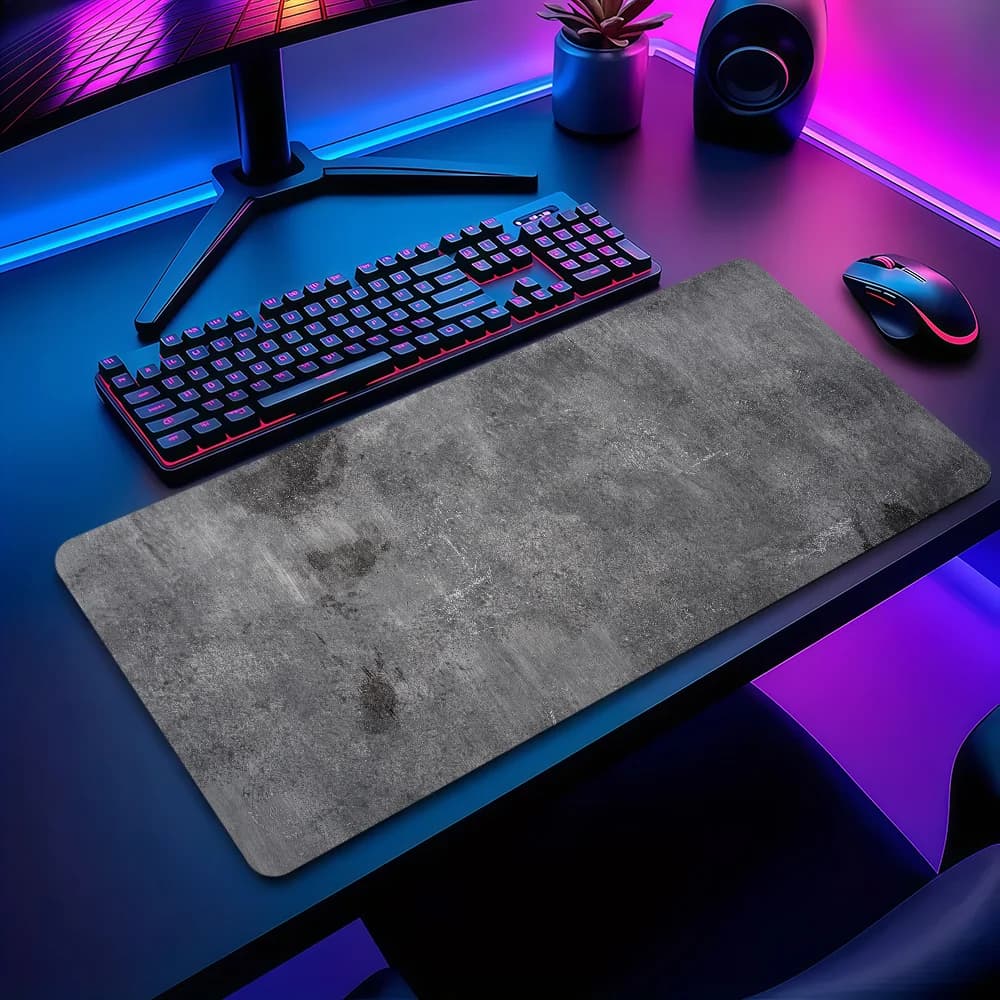 Tappetino per Mouse Grigio Texturizzato Antiscivolo, Spesso, Grande, con Bordo Cucito, per Ufficio, Studenti e Gaming