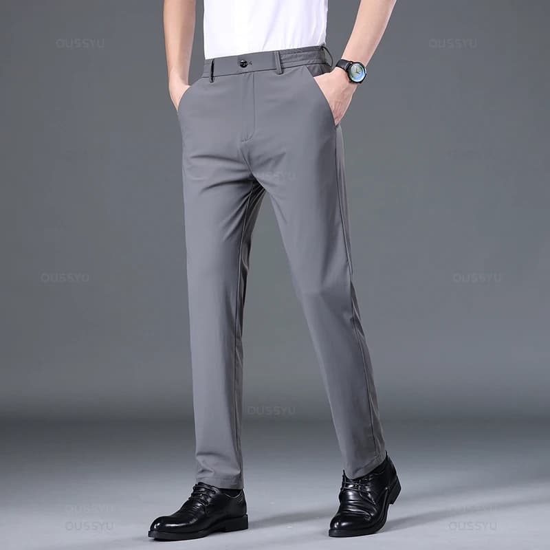 Pantaloni Estivi Elasticizzati per Uomo, Stile Business Coreano, Sottili, Neri, Grigi, Blu, Casual ed Eleganti