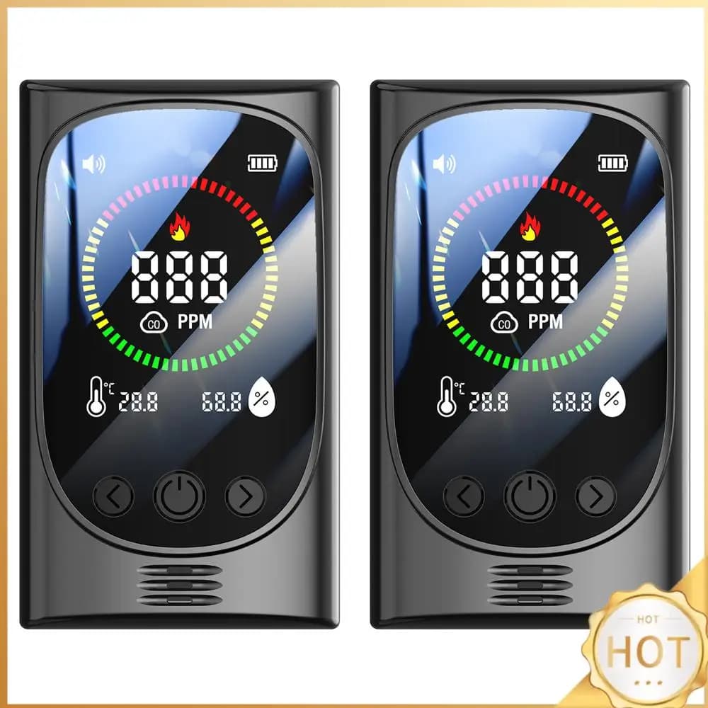 4-in-1 Portable Carbon Monoxide Alarm with Digital Display Plug-in Air Quality Monitor CO Detector for Home Kitchen RV Travel