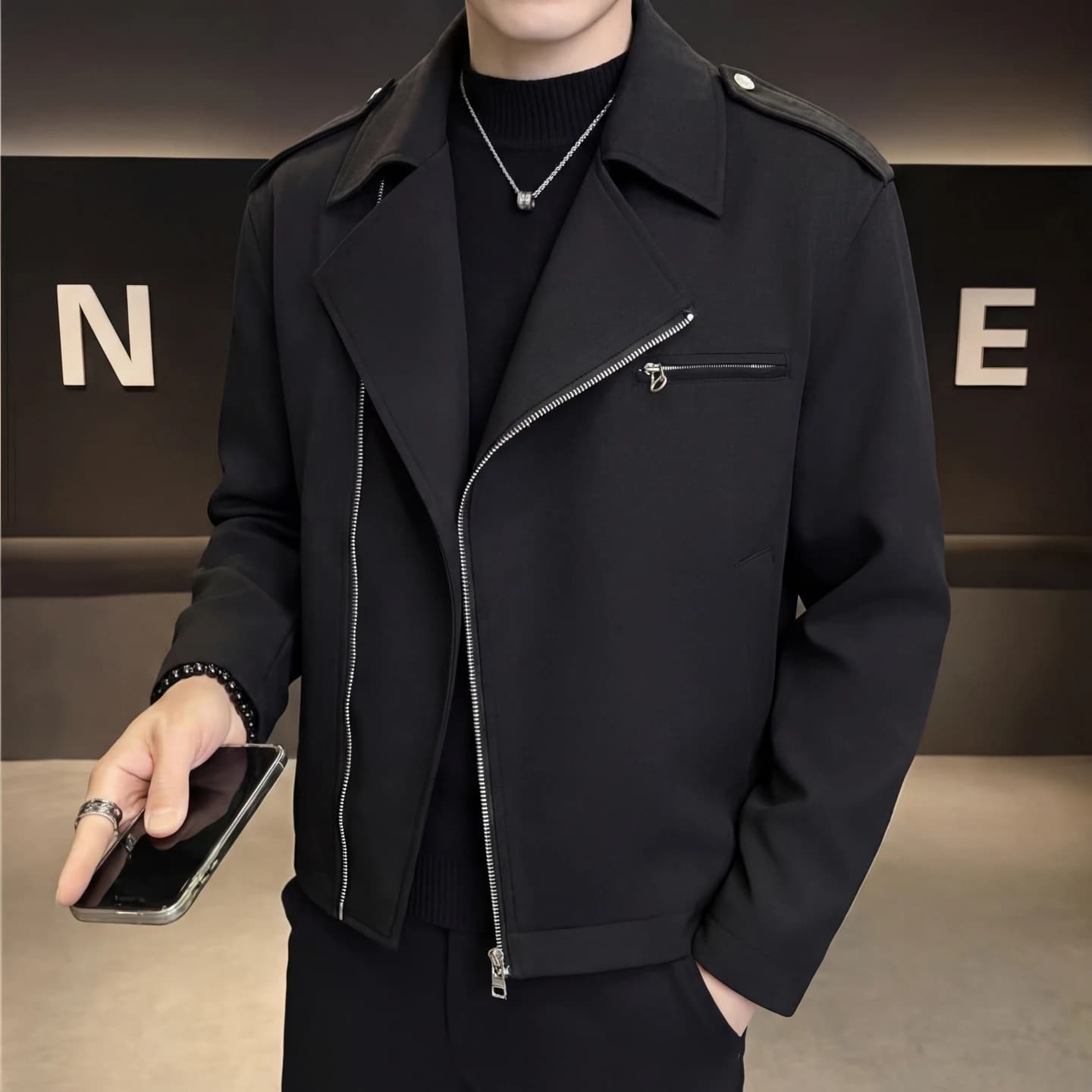 High Quality Spring Autumn Men's Solid Color Casual Jacket Fashion Zipper Turn Down Collar Youthful Vitality Outerwear Coat Men
