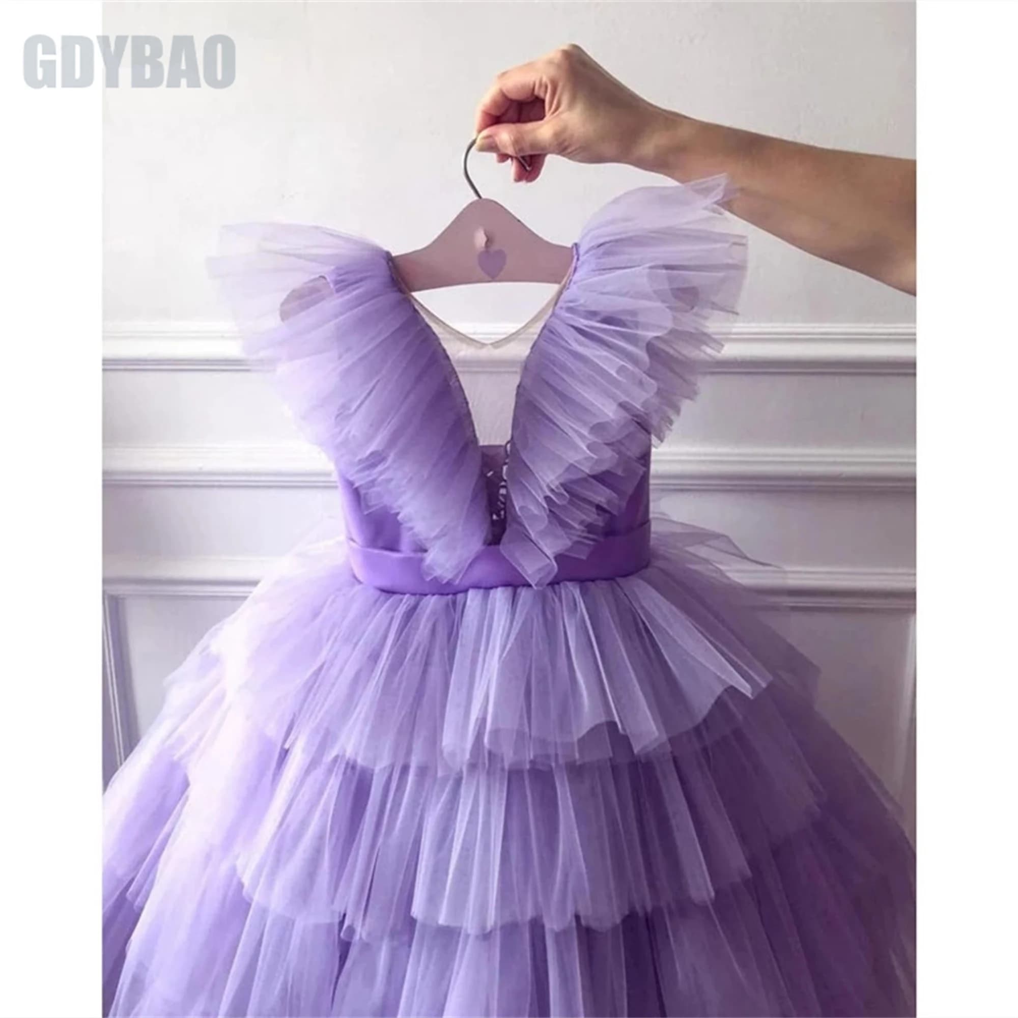 Rosa/giallo/lavanda/volant abiti per ragazze di fiori per matrimoni abito da ballo festa per bambini servizio fotografico per bambini compleanno per bambini