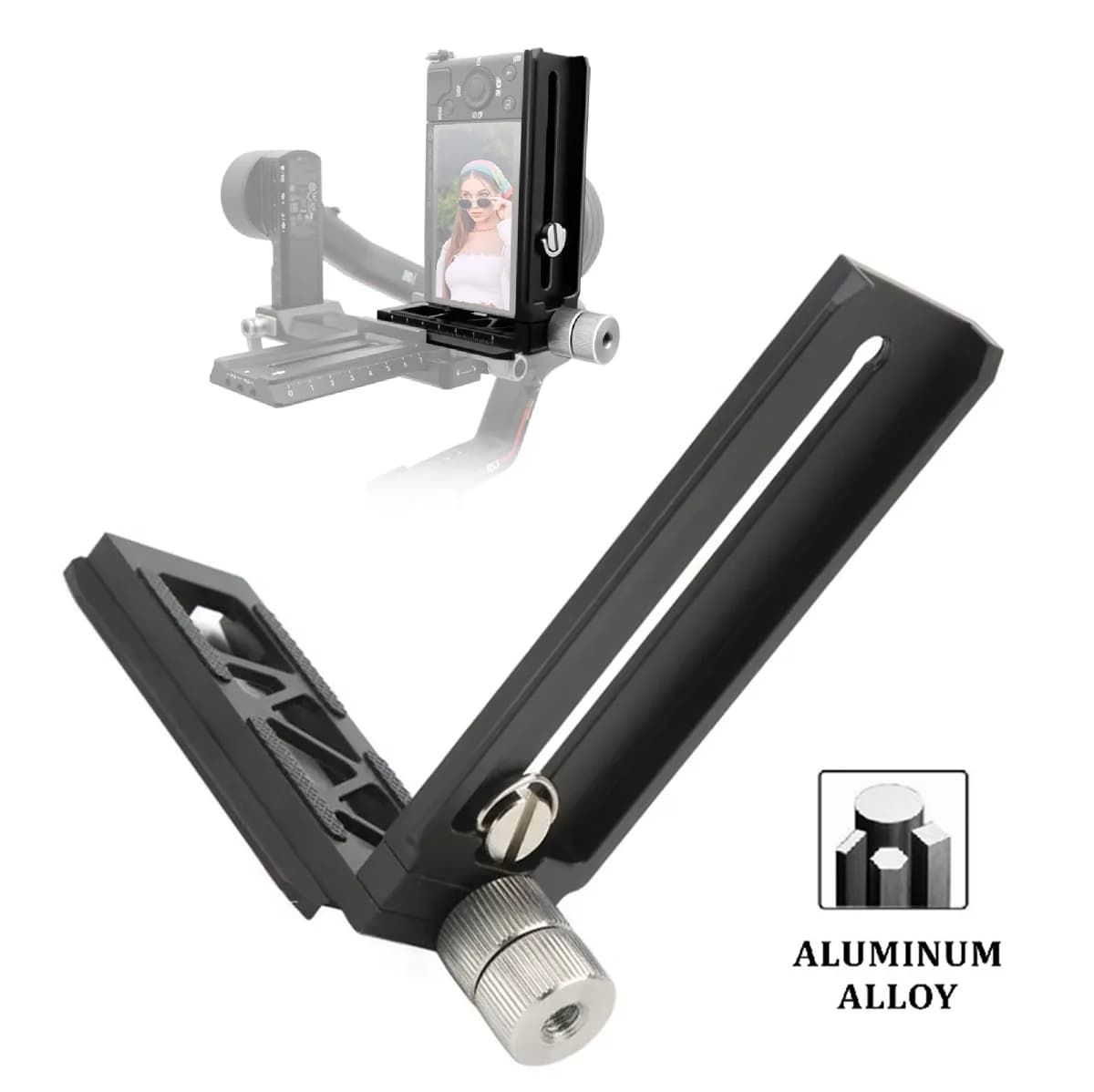 L Shape Bracket Quick Release Plate Vertical Shooting Mount for DJI Ronin RSC2 RS2 RS3 Gimbals, w Counter Weights for Balance