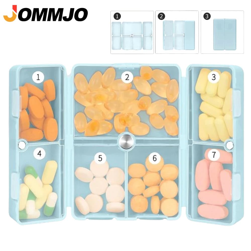1 pz portapillole da viaggio, 7 scomparti portapillole tasca farmacia per borsa portatile per contenere vitamine, farmaci o orecchini