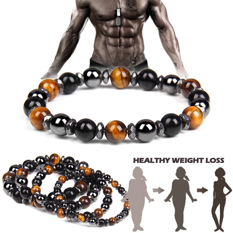 Black Hematite Bracelet Tiger Eye Stone Beads Bracelets For Women Men Weight Loss Health Care Magnetic Soul Protection Jewelry