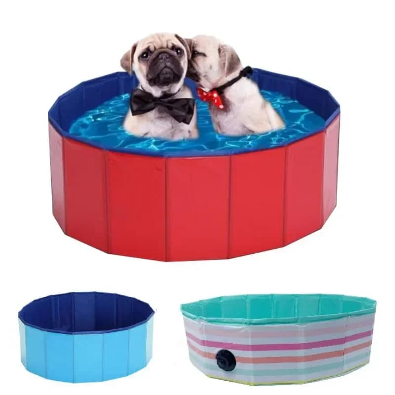 # q # V Vasca da bagno pieghevole per animali domestici Piscina portatile per cani e gatti all'aperto Lavabo da bagno antiscivolo in PVC per pulire e giocare con l'acqua