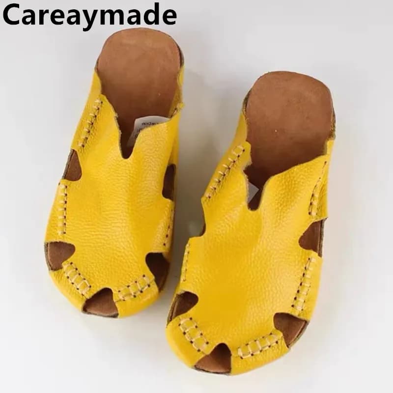 Careaymade-scarpe Casual in vera pelle coppia Baotou scarpe basse fatte a mano comoda pantofola da spiaggia estiva, taglia 4.5-13