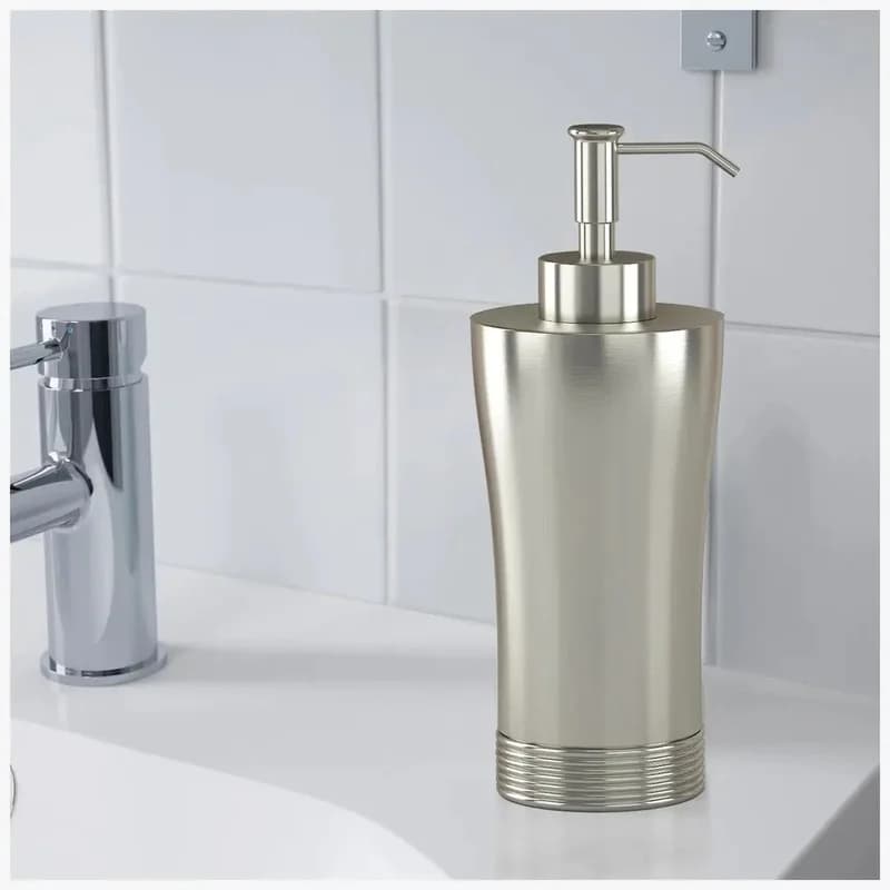 Pewter Liquid Soap Dispenser Pump Bottle for Bathroom or Kitchen Sink – Holds Soap, Lotion, Sanitizer