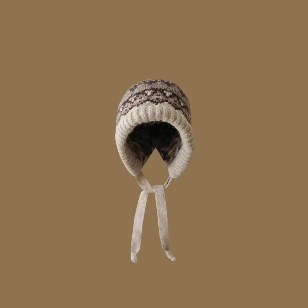 Berretto alla Moda con Cinturino, Lavorazione Jacquard, Antivento, Caldo, Paraorecchie, Cappello con Lacci, Protezione per le Orecchie