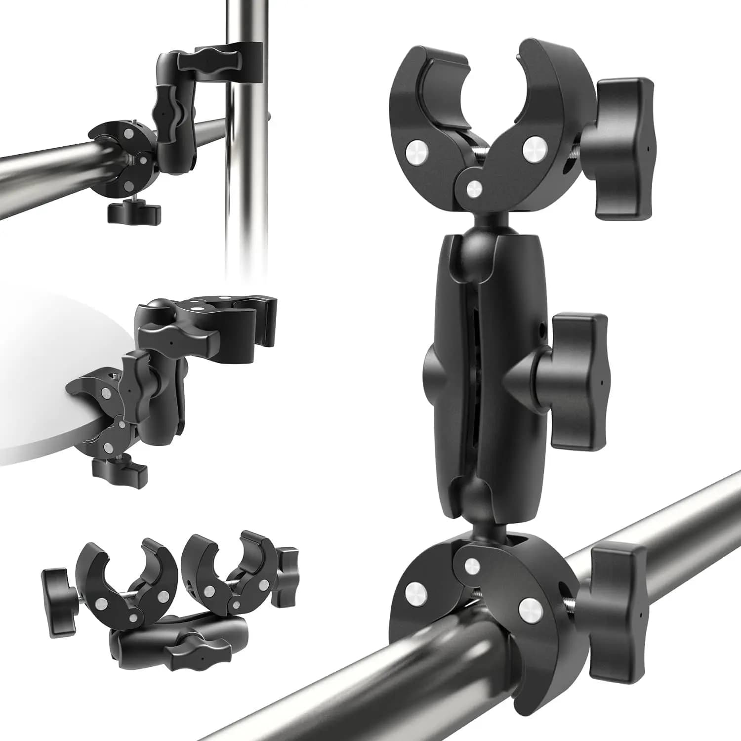 Morsetto Doppio Super Clamp per Fotocamera, Monitor, Ombrello, Supporto Luce - Braccio Regolabile con Attacco Magico